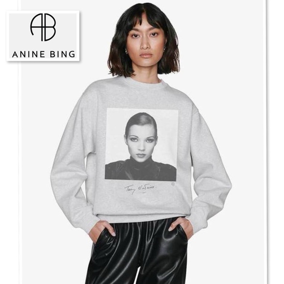 ANINE BING Ramona Sweatshirt Ab X To Kate Moss in Heather Grey XS Rare Revolve - Picture 1 of 16